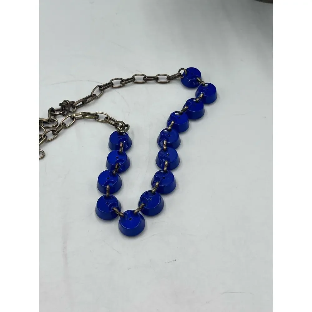 J. Crew Bright Blue‎ Brûlée Faceted Bezel Set Collar Rhinestone Necklace